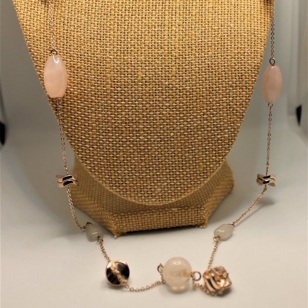Ava & Aiden Rose Quartz Rose Tone Necklace